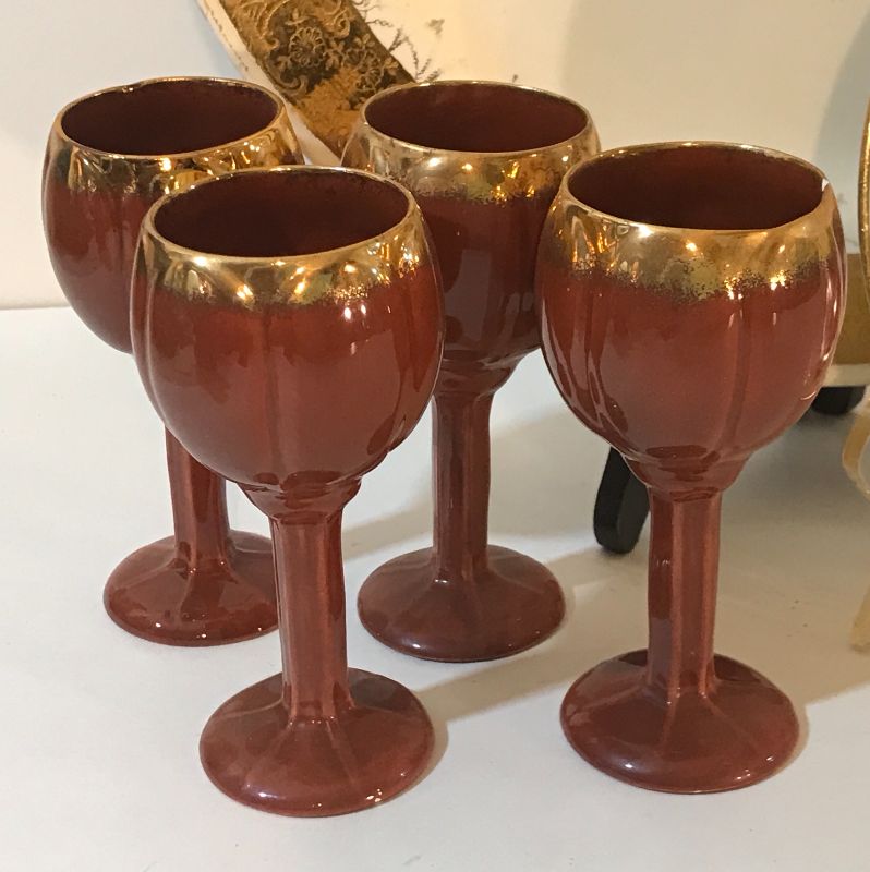 Photo 3 of ANTIQUE GOLD TRIM PLATTER & PORCIELN CUPS  