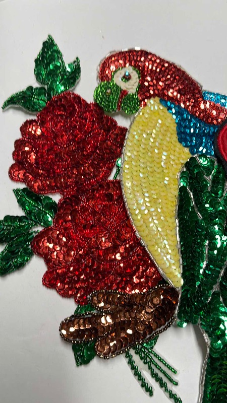 Photo 3 of VINTAGE SEQUINS PATCHES  - PARROT & FLOWERS