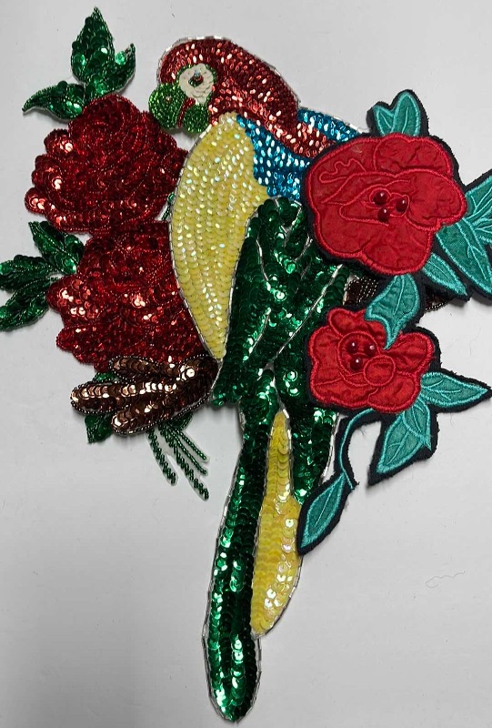 Photo 1 of VINTAGE SEQUINS PATCHES  - PARROT & FLOWERS