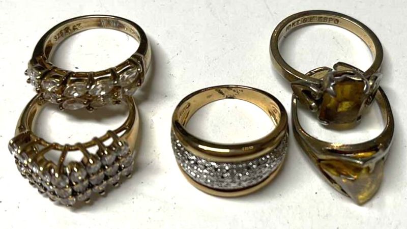 Photo 1 of 3 STERLING & 2 GOLD FILLED RINGS- TW 18.5g