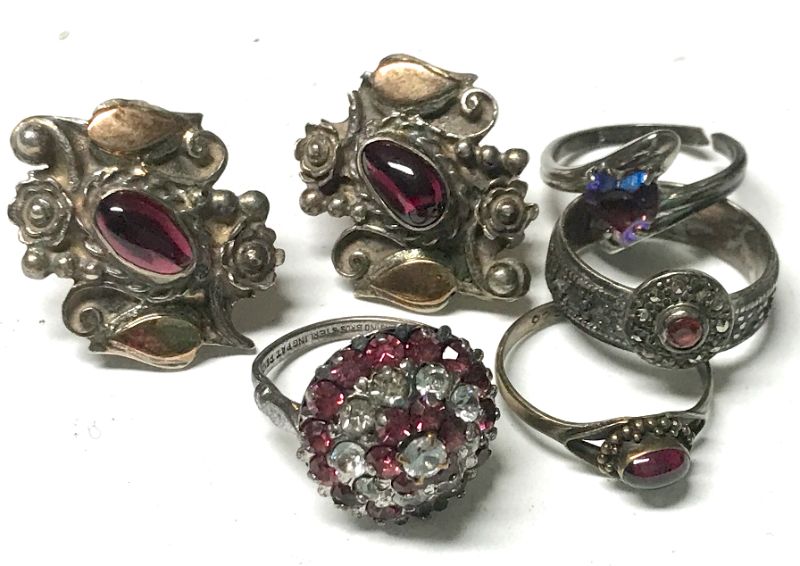 Photo 1 of STERLING EARRINGS & RINGS SOME WITH PRECIOUS STONES TW-26.5