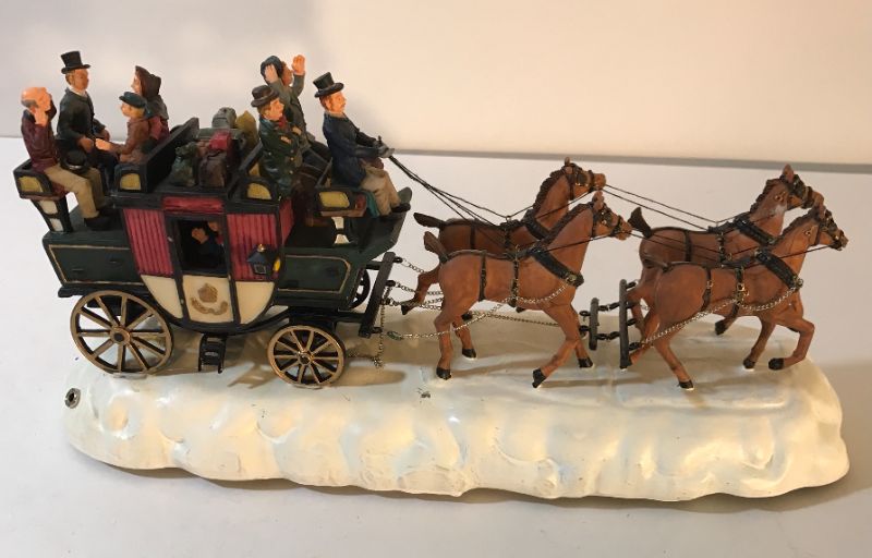 Photo 1 of DEPT 56 THE HERITAGE VILLAGE COLLECTION HOLIDAY COACH HAND PAINTED PORCELAIN CHRISTMAS ACCESSORY 1991