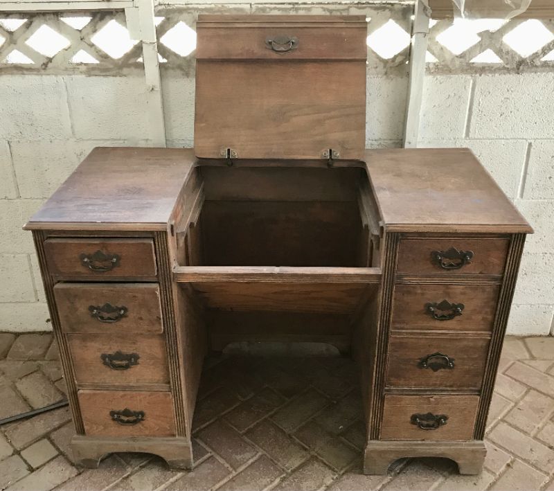 Photo 4 of ANTIQUE WOODEN SEWING TABLE
44” X 22” X 29” 