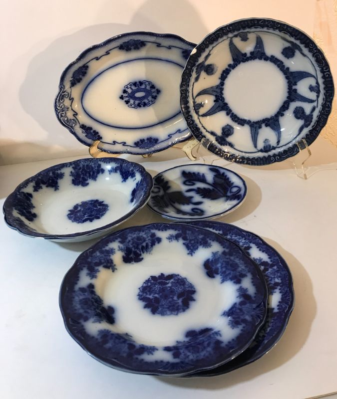 Photo 1 of ANTIQUE WALDORF GLOW BLUE PLATES AND MORE