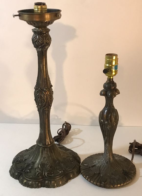 Photo 1 of VINTAGE METAL LAMP BASES 
APPROX. 14” & 18” H
