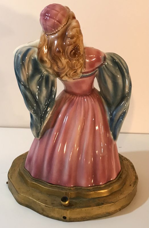 Photo 4 of VINTAGE CERAMIC CINDERELLA - GOLDSCHEIDER 
MADE INTO A LAMP BASE - SOME BITE MARKS
12”H