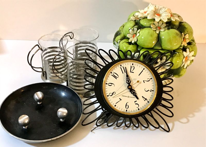 Photo 1 of ART DECO GE CLOCK , ASHTRAY , COOKIE JAR AND CUPS