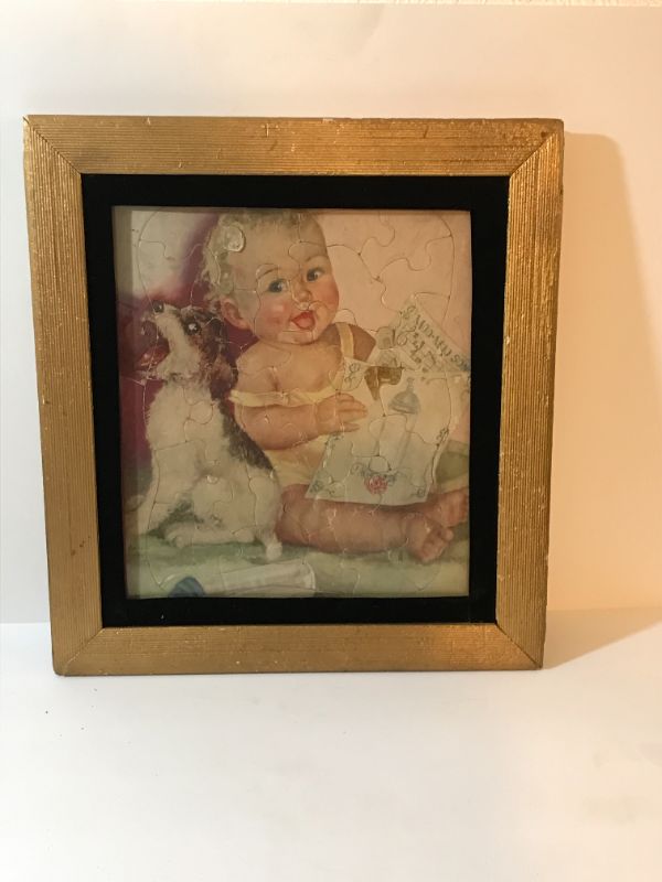 Photo 3 of VINTAGE 1930S-40S WALZER CHARLOTTE BECKER ADORABLE, FRAMED BABY PUZZLES
15x16.5