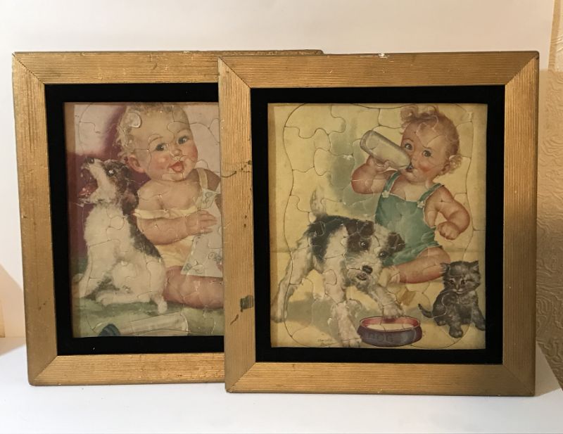 Photo 1 of VINTAGE 1930S-40S WALZER CHARLOTTE BECKER ADORABLE, FRAMED BABY PUZZLES
15x16.5