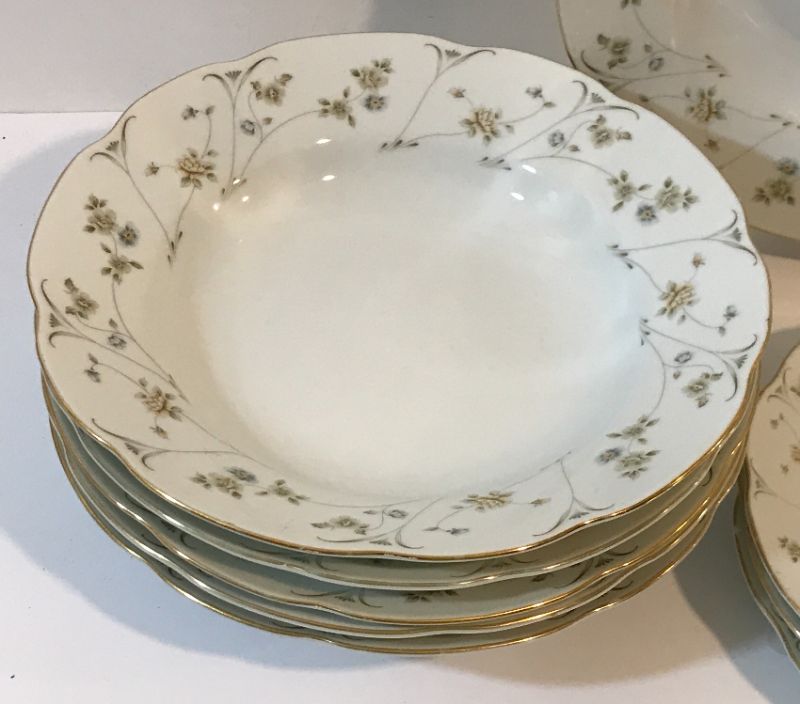 Photo 2 of VINTAGE PREMIER BRIARWOOD CHINA 
6 - 9“ BOWLS
3 - 8” SALAD PLATES
MORE OF THIS SET IN AUCTION