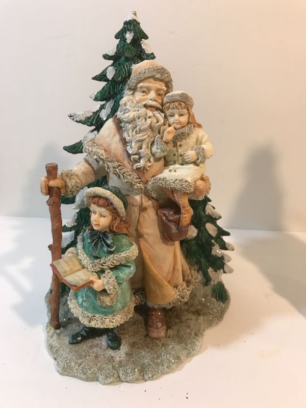 Photo 2 of VINTAGE CHRISTMAS SANTA & CHILDREN FIGURINE APPROX. 13”H
& TREES