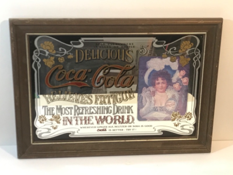 Photo 2 of VINTAGE COCA-COLA FRAMED MIRROR ADVERTISEMENT 
21” X 15”