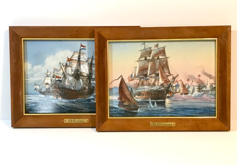 Photo 1 of FRAMED PORCELAIN USS CONSTITUTION & PRINS WILLEM WITH COA ON BACK
13”W X 10”H