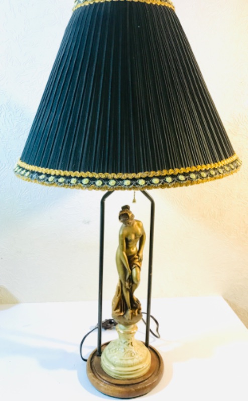 Photo 1 of ART NOUVEAU FIGURAL TABLE LAMP H-33” 