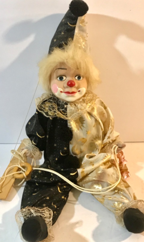 Photo 1 of VINTAGE “CLOWNKATZEN” MARIONETTE ON SWING. H-23“
