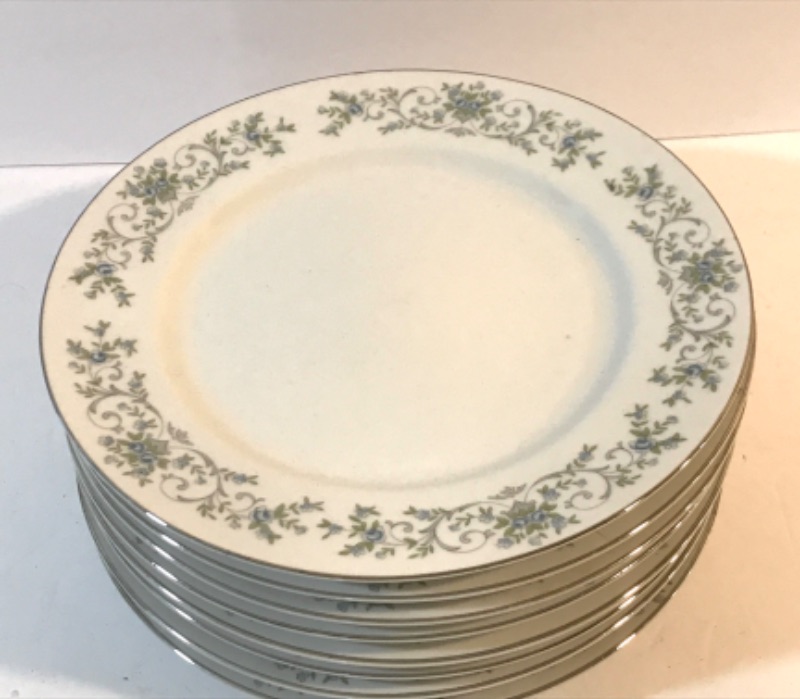 Photo 2 of BLUE ROSE -JAPAN
FINE CHINA DINNER PLATES 
8 - 10” PLATES
MORE OF THIS SET IN AUCTION