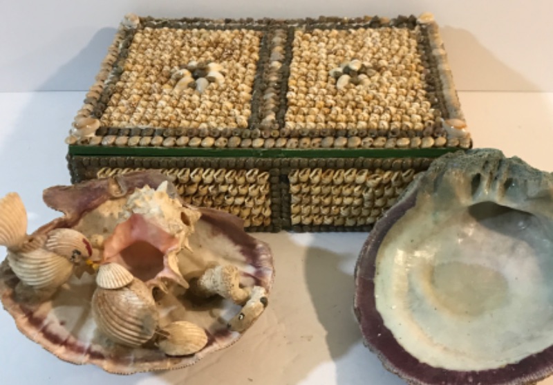 Photo 1 of VINTAGE SHELL JEWELRY BOX & MORE 