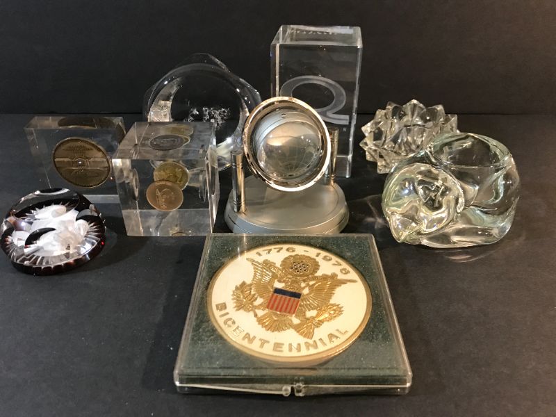 Photo 1 of UNIQUE PAPERWEIGHTS, CLOCK, & MORE.