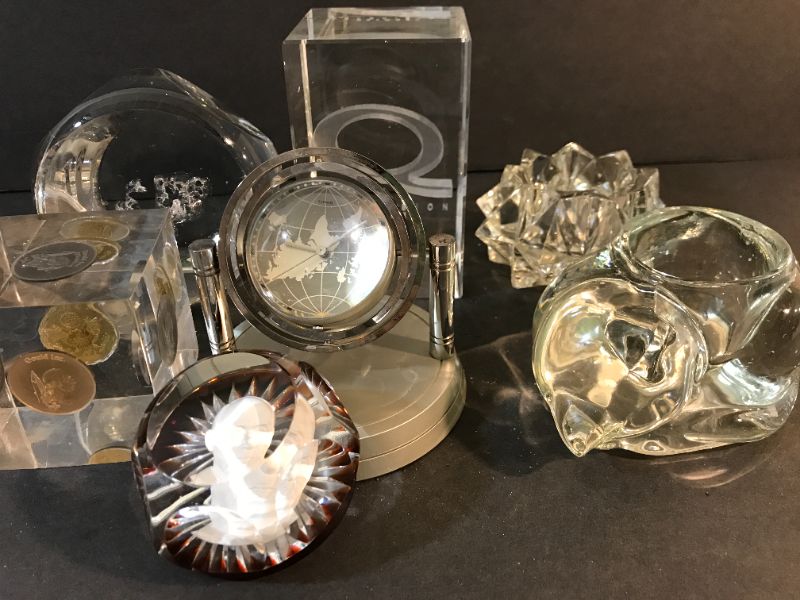 Photo 2 of UNIQUE PAPERWEIGHTS, CLOCK, & MORE.