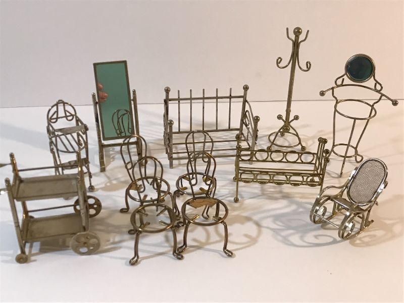 Photo 1 of VINTAGE BRASS DOLLHOUSE FURNITURE.