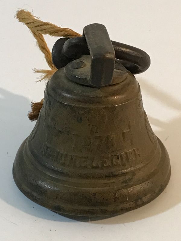 Photo 2 of ANTIQUE BRASS BELL / COW BELL / 1878 SAIGNELEGIER CHIANTEL FONDEUR / SWEDISH BELL