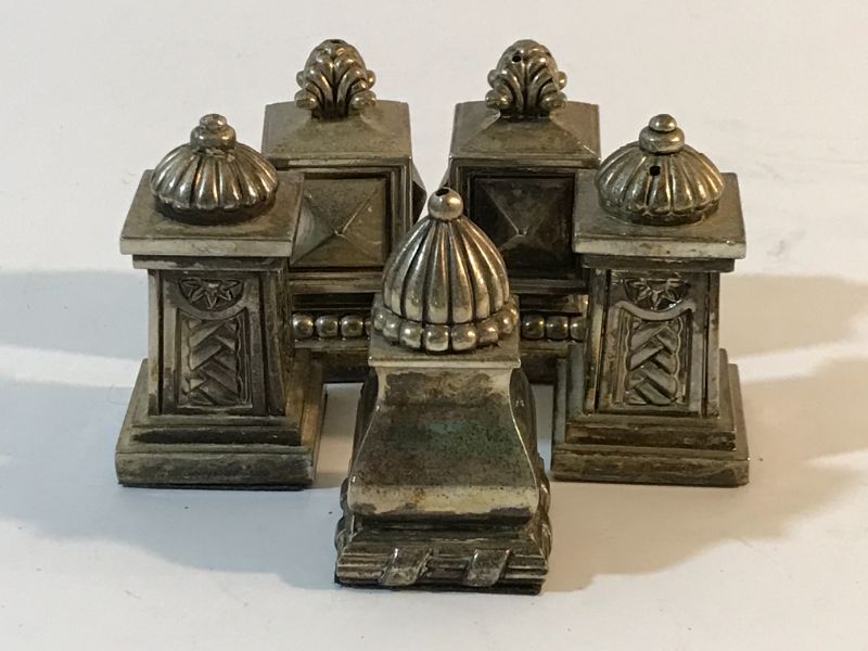 Photo 4 of ANTIQUE SILVER PLATE SALT AND PEPPER SHAKERS, UNIQUE LIGHTERS.