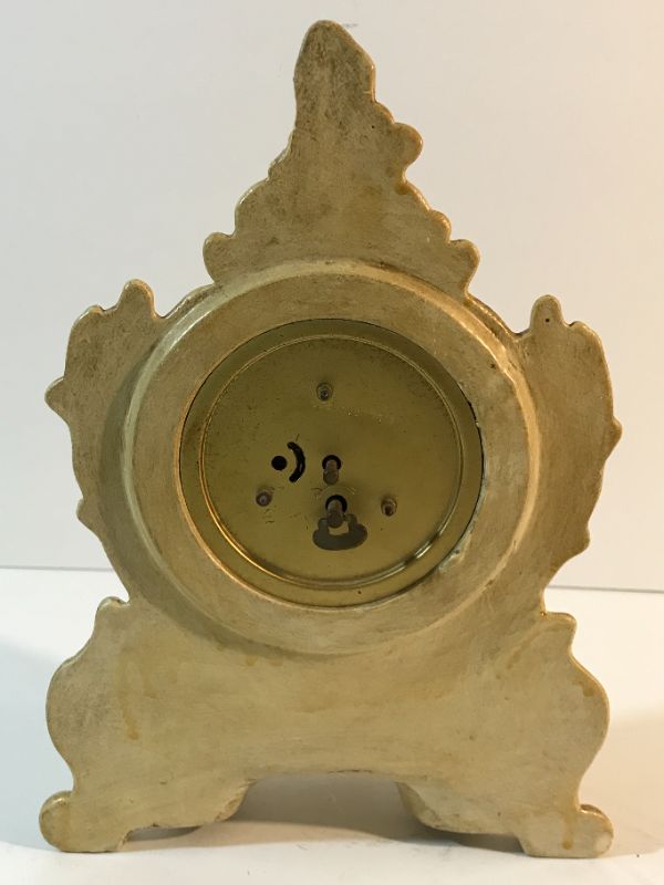 Photo 3 of VINTAGE LANSHIRE HOLLAND MOLD MANTLE CLOCK. H- 11”