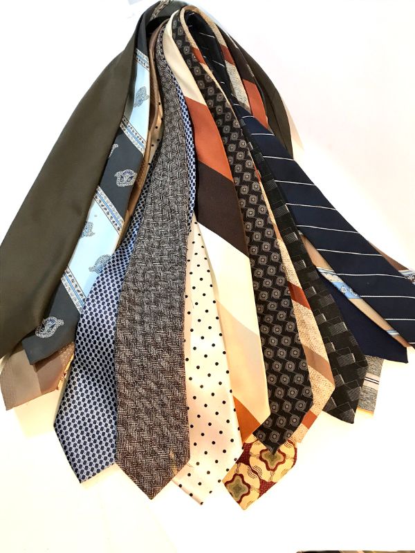 Photo 1 of VINTAGE MENS TIES MADE OF VARIOUS MATERIAL (SILK & POLYESTER). SEE PHOTOS FOR BRAND NAMES 