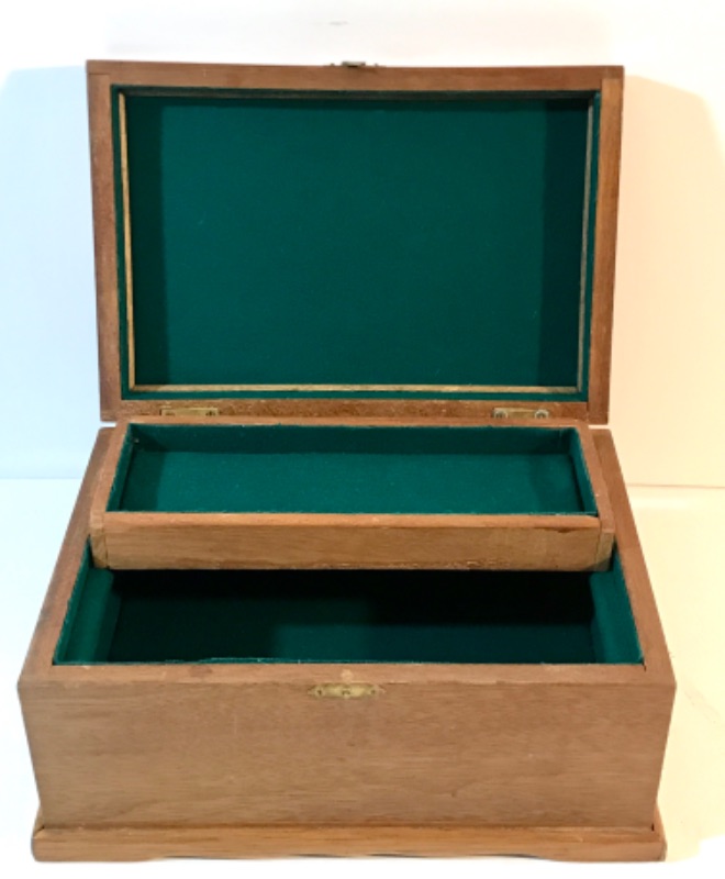 Photo 3 of SOLID WOOD JEWELRY BOX LINNED 11”x7.5”x 6.5”