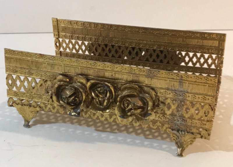 Photo 6 of MID-CENTURY HOLLYWOOD REGENCY TRASH CAN / WASTEBASKET ORMOLU 
PAPER TOWEL HOLDER
