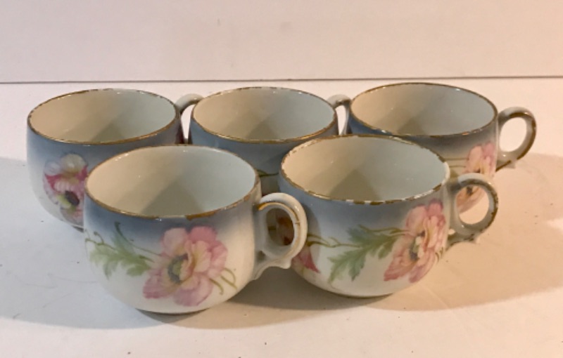 Photo 1 of 5 GERMAN HAND PAINTED TEA CUPS