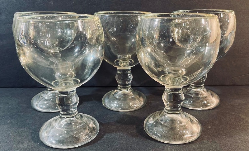 Photo 1 of HEAVY THICK GLASS VINTAGE GOBLETS H-8”