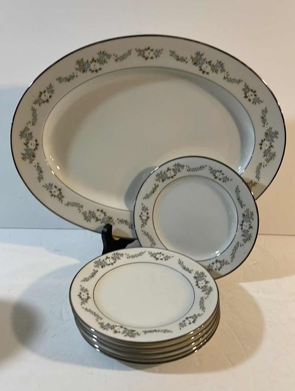 Photo 1 of VINTAGE NORITAKE LEONORE 6 BREAD PLATES & 1 PLATTER - MORE OF THIS SET IN AUCTION