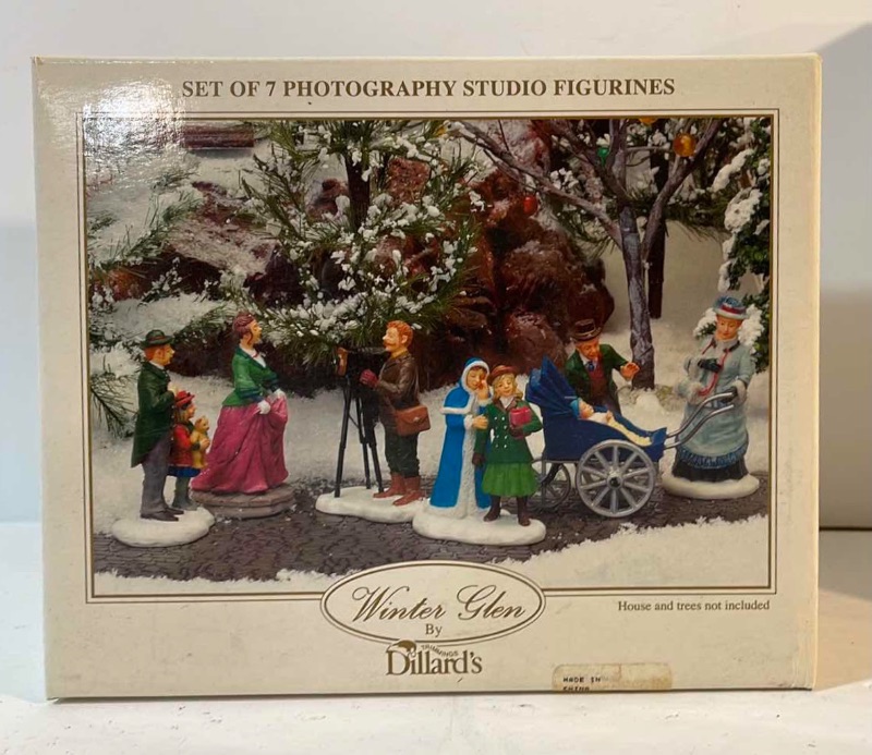 Photo 2 of 3 SETS WINTER GLEN BY DILLARDS VILLAGE FIGURINES & TREES NOS 