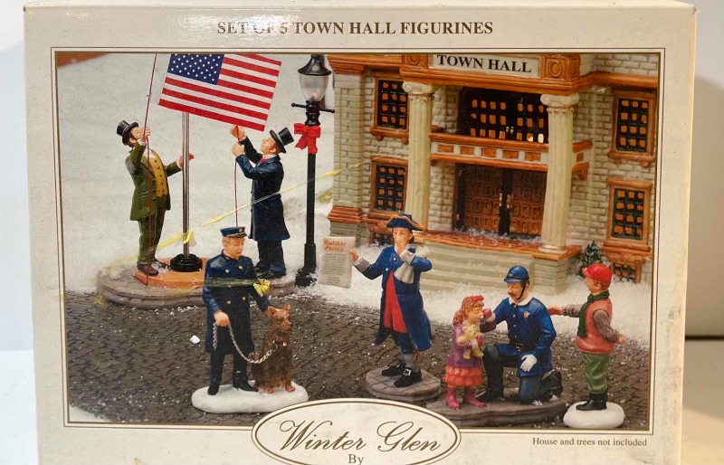 Photo 3 of 3 SETS WINTER GLEN BY DILLARDS VILLAGE FIGURINES & TREES NOS 