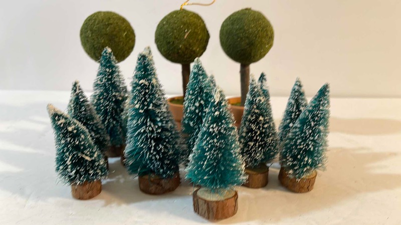 Photo 5 of 3 SETS WINTER GLEN BY DILLARDS VILLAGE FIGURINES & TREES NOS 