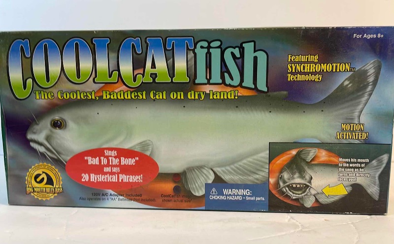 Photo 4 of NOS COOL CATFISH ANIMATED FISH DANCES AND SINGS & FISHERMAN BOOKENDS