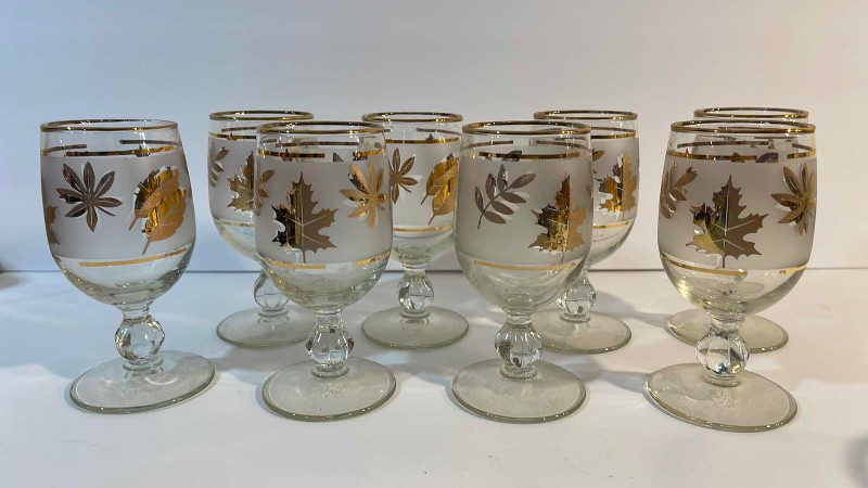 Photo 2 of MID-CENTURY LIBBEY GOLDEN FOLIAGE GLASSES