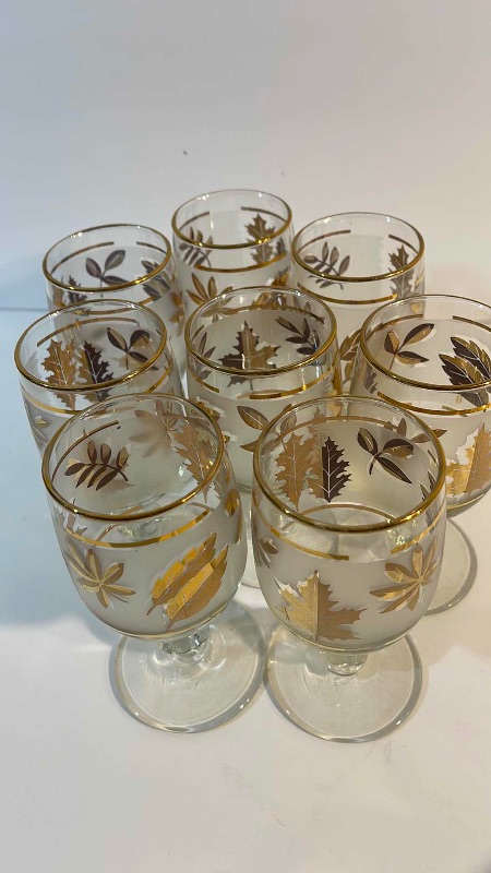 Photo 3 of MID-CENTURY LIBBEY GOLDEN FOLIAGE GLASSES
