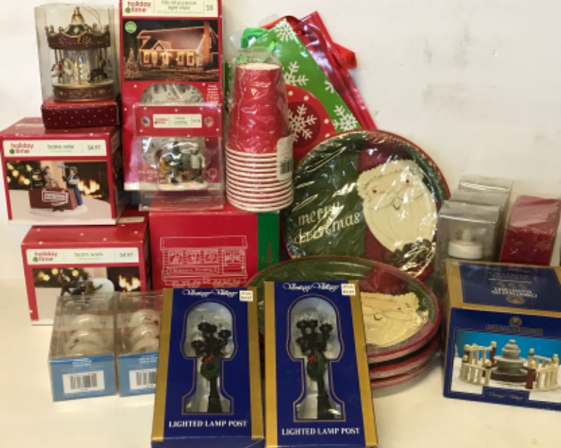 Photo 1 of CHRISTMAS PLATES, CUPS,CANDLES , DECORATIONS & MORE ALL NEW IN PACKAGE 