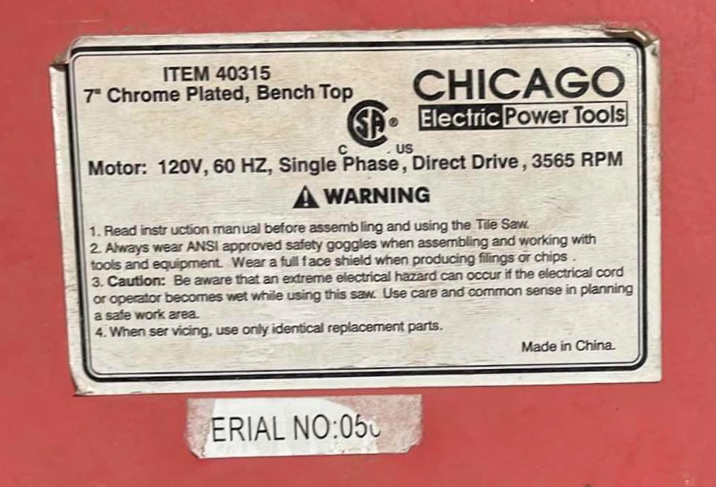 Photo 2 of CHICAGO ELECTRIC POWER TOOLS 7” CHROME PLATED BENCH TOP 