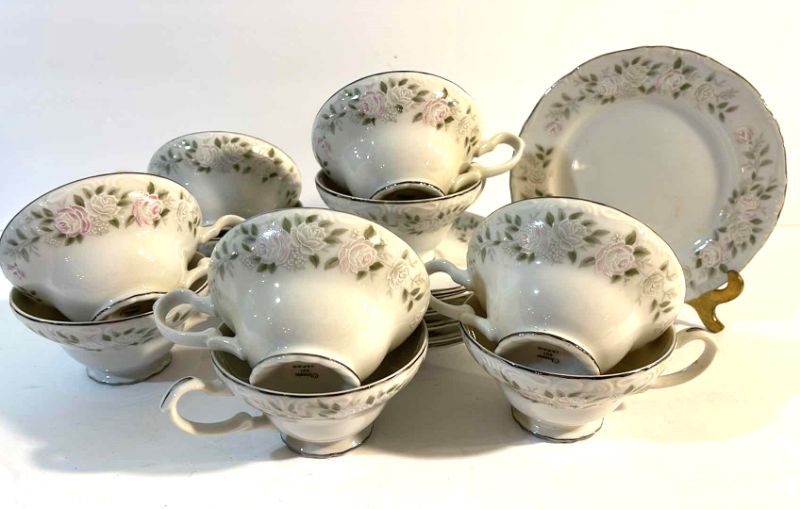 Photo 1 of SHEFFIELD FINE CHINA CLASSIC  9 TEA CUPS & 6 SAUCERS AND 1 BREAD PLATE