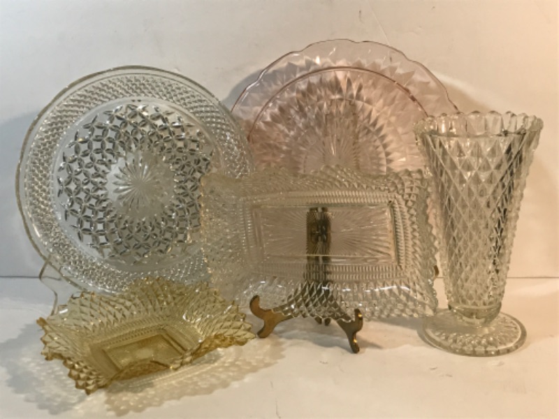 Photo 1 of ANTIQUE & VINTAGE GLASSWARE, PLATTER & VASE