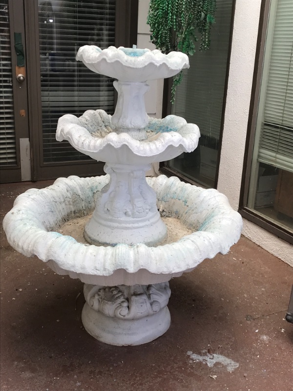 Photo 1 of 3 TIERED ITALIAN CARVED CEMENT FOUNTAIN
H - 62”