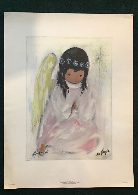 Photo 1 of DE GRAZIA SIGNED LIMITED EDITION "A LITTLE PRAYER" PRINT W/ ADDITIONAL ORIGINAL ARTIST SIGNATURE