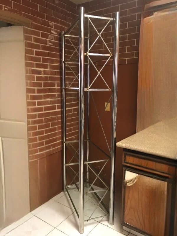 Photo 1 of GLASS & METAL CROME SHELF UNIT
 32 X 14 X 80