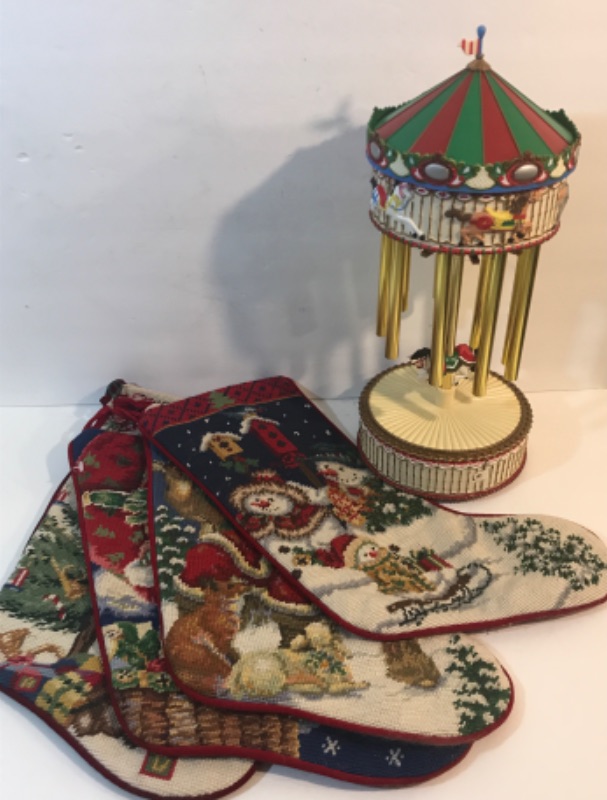 Photo 1 of NOS CHRISTMAS STOCKINGS & CAROUSEL