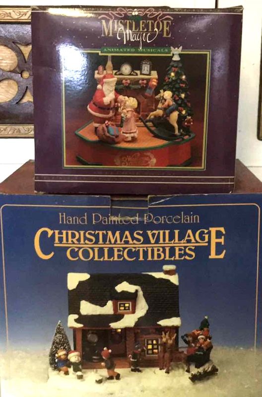 Photo 1 of CHRISTMAS VILLAGE COLLECTABLES AND MISTLETOE MAGIC PORCELAIN FIGURINES