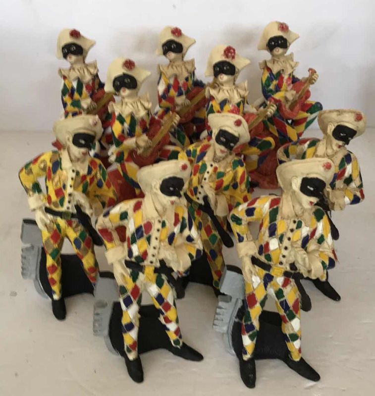 Photo 1 of CAPO ART CLOWNS MADE IN ITALY SET OF 10 NOS - MADE FOR THE VENETIAN 