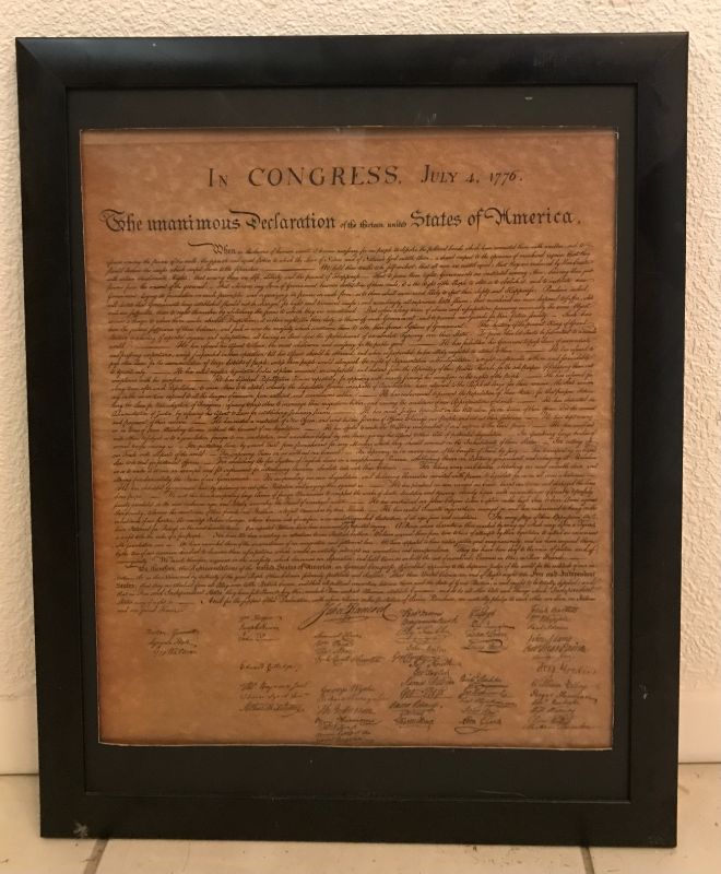 Photo 1 of VINTAGE FRAMED REPLICA OF “THE UNANIMOUS DECLARATION OF THE 13 UNITED STATES OF AMERICA 16” X 20”